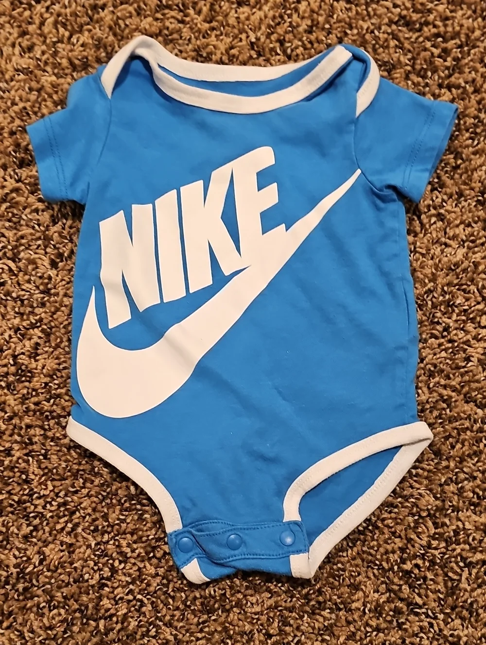 Nike Bright Blue Infant Bodysuit with White Logo